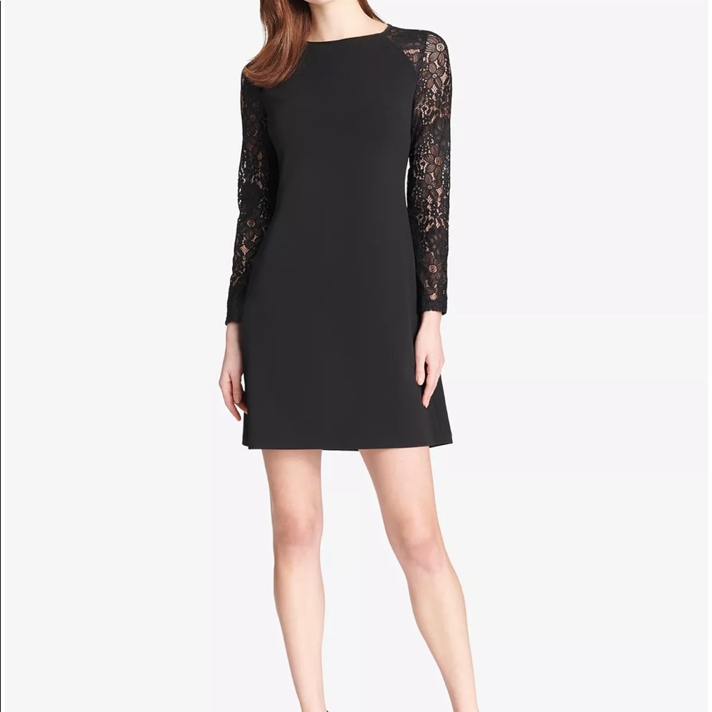 EUC Black Dress w/lace sleeves